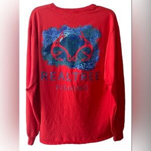 RealTree Outfitters Men's Red Long Sleeve Crew Neck Pullover T Shirt Size XL